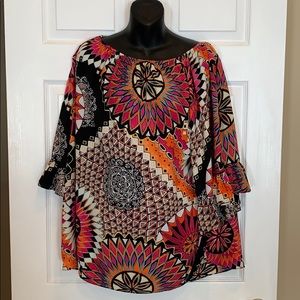 Very vibrant multi colored tunic top in XL